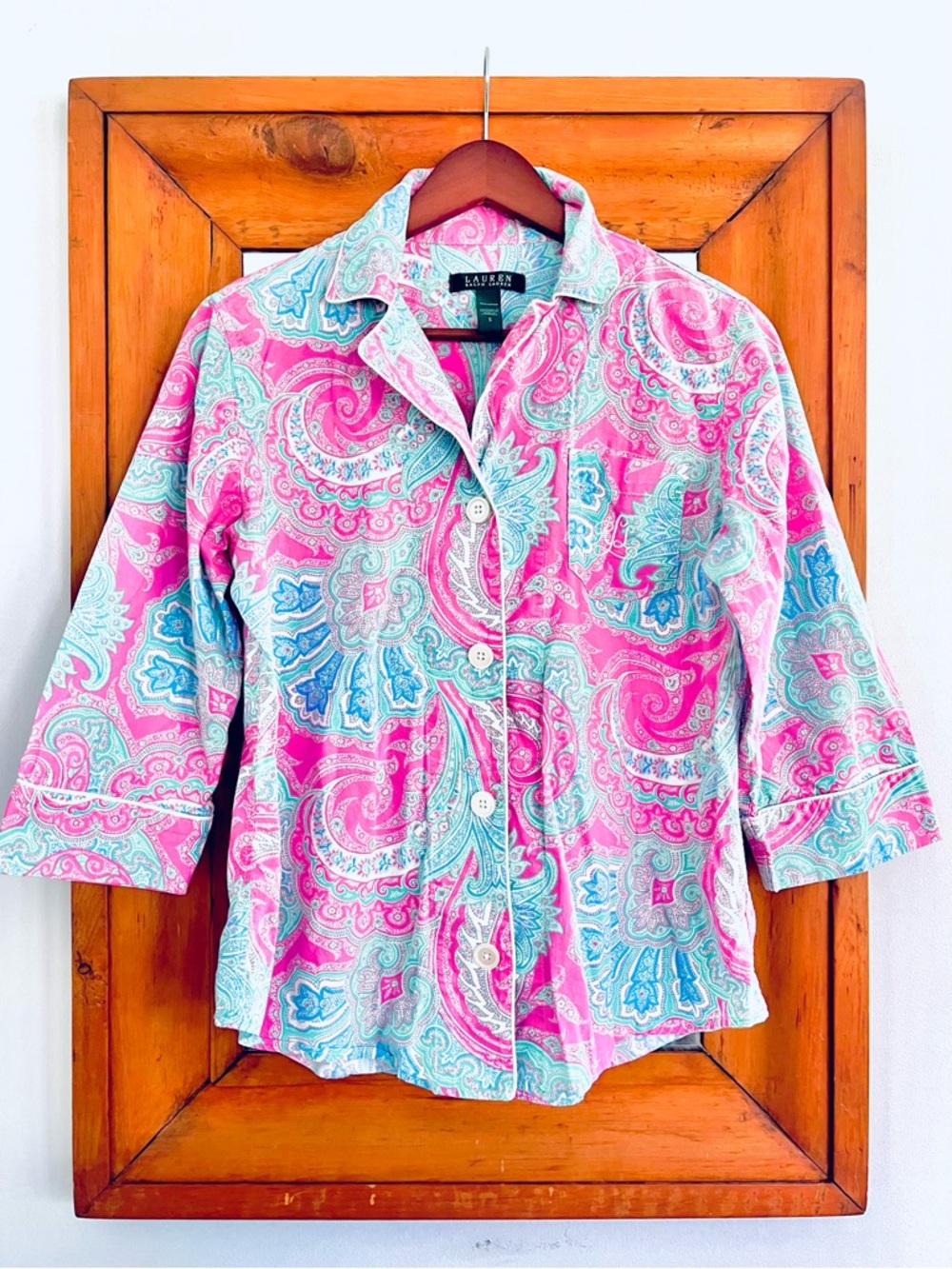 Ralph Lauren Pink Blue Paisley Button-Down Shirt
